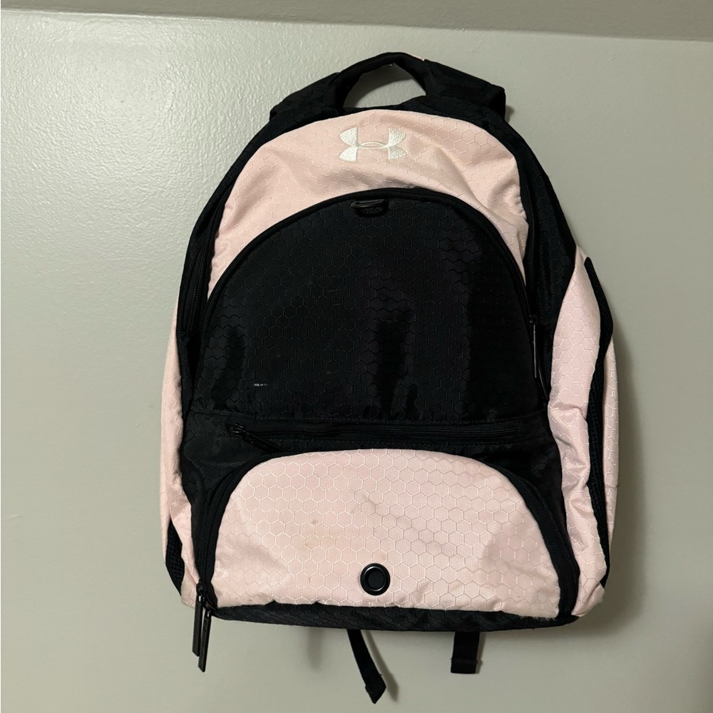 Under Armour Black and Light Pink Sports Backpack